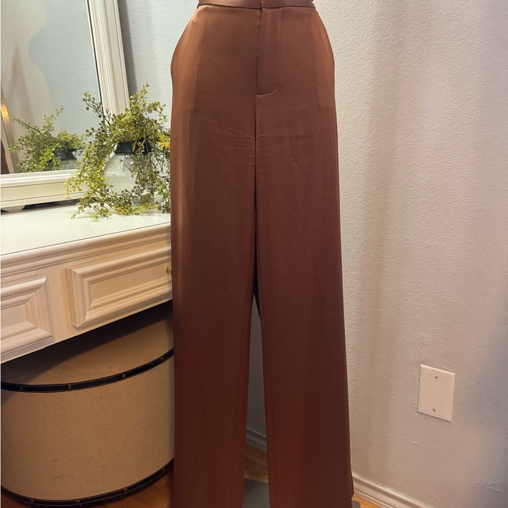 Alice + Olivia Rich Brown Wide-Leg Pants